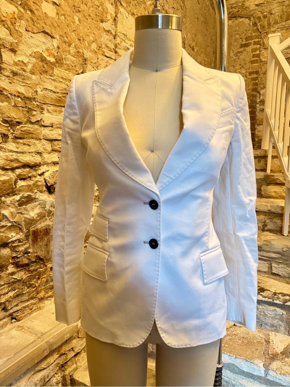 Tom Ford White Cotton Tailored Two-Button Blazer